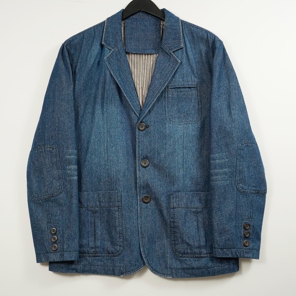 Chouyatou Men’s Denim Blazer Sport Coat – Size Large, 3-Button - Picture 1 of 11